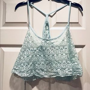 Pale blue boho crop top